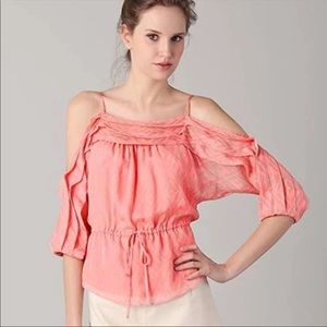 REBECCA TAYLOR | Cold Shoulder Silk Top | Sz 6